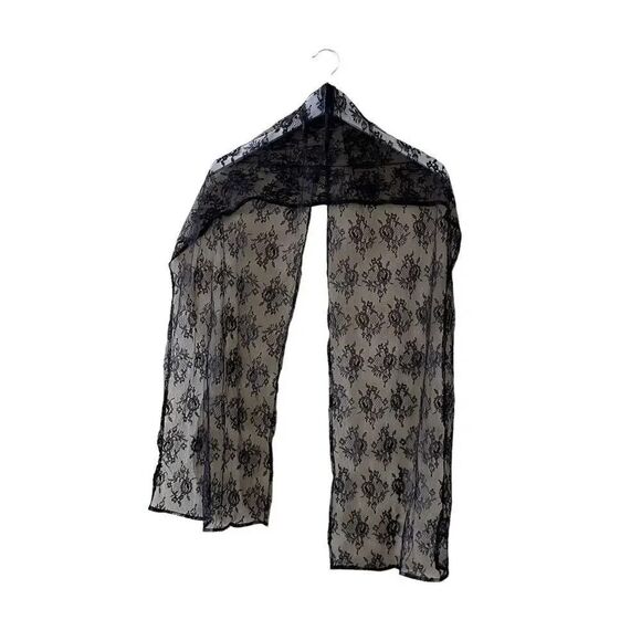 2 for $30 Honey Black Bohemian Elegant Embroidered Floral  ALL LACE Shawl One - Picture 1 of 8